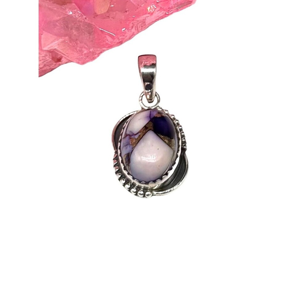 Violet Rose Dahlia Kingman Turquoise Necklace Pendant Solid 925 Sterling Silver